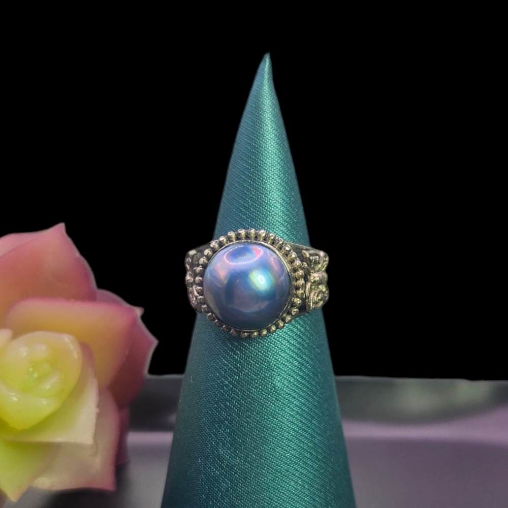 Blue Mabe Pearl Ring - Picture 7 of 11